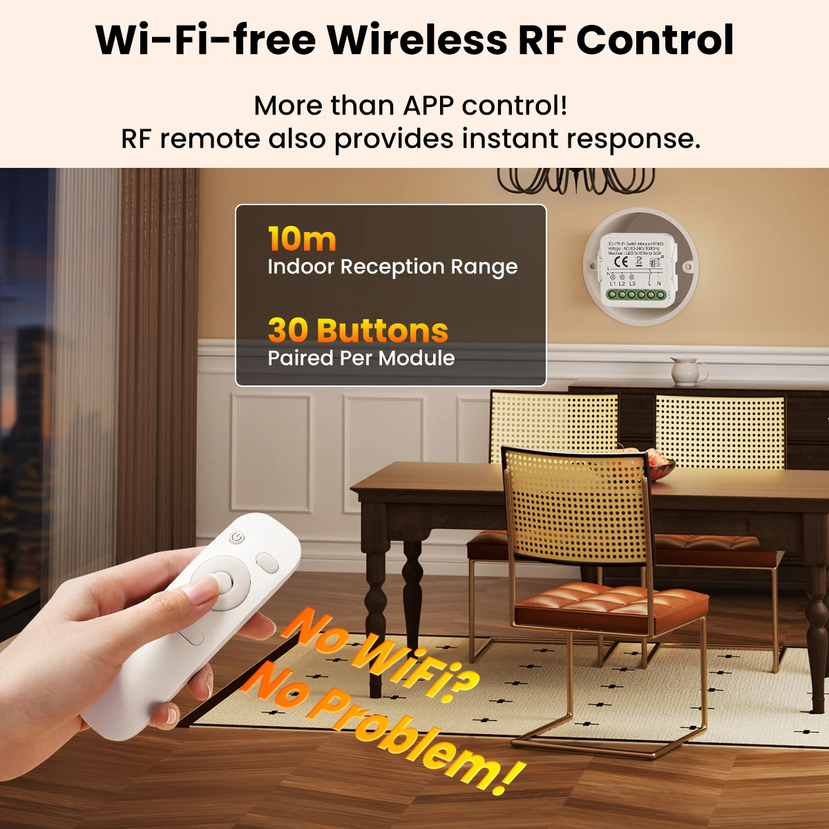 GIRIER Tuya Smart WiFi Switch Module RF433 DIY Breaker Relay Neutral Wire Required Supports 2-way Control Works Alexa Hey Google thumbnail 2