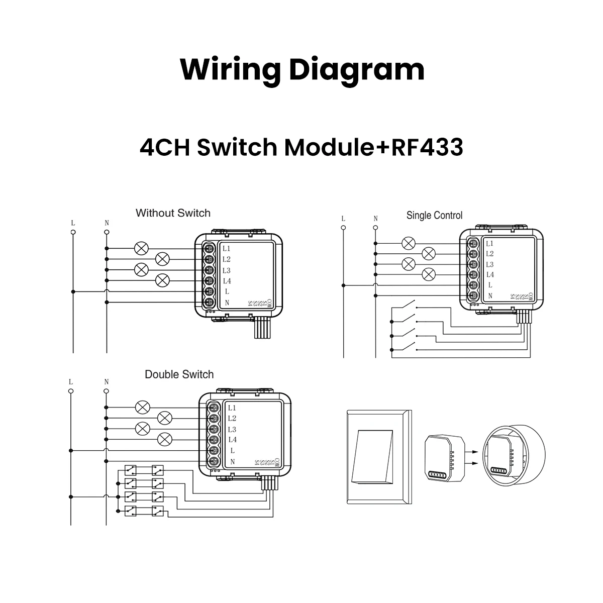 GIRIER Tuya Smart WiFi Switch Module RF433 DIY Breaker Relay Neutral Wire Required Supports 2-way Control Works Alexa Hey Google thumbnail 6