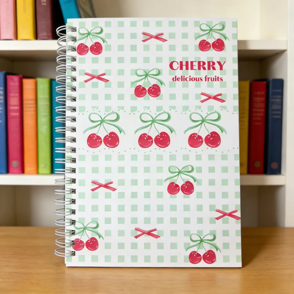 1PCS A5 Kawaii Cherry Spiral Coil Notebook Cute Diary Book Exam Organizer Notepad Aesthetic Stationery Student School Supplies thumbnail 4