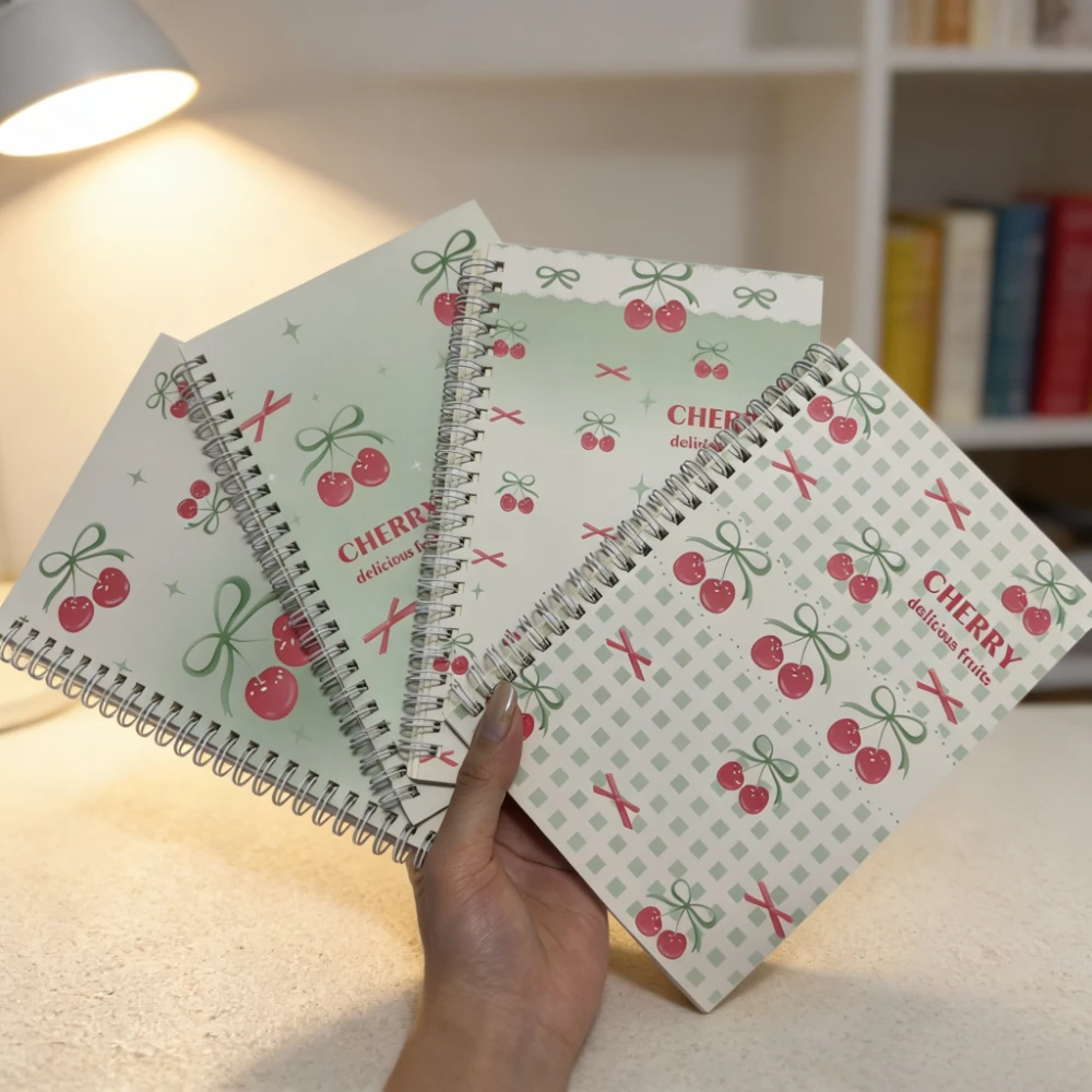 1PCS A5 Kawaii Cherry Spiral Coil Notebook Cute Diary Book Exam Organizer Notepad Aesthetic Stationery Student School Supplies thumbnail 3