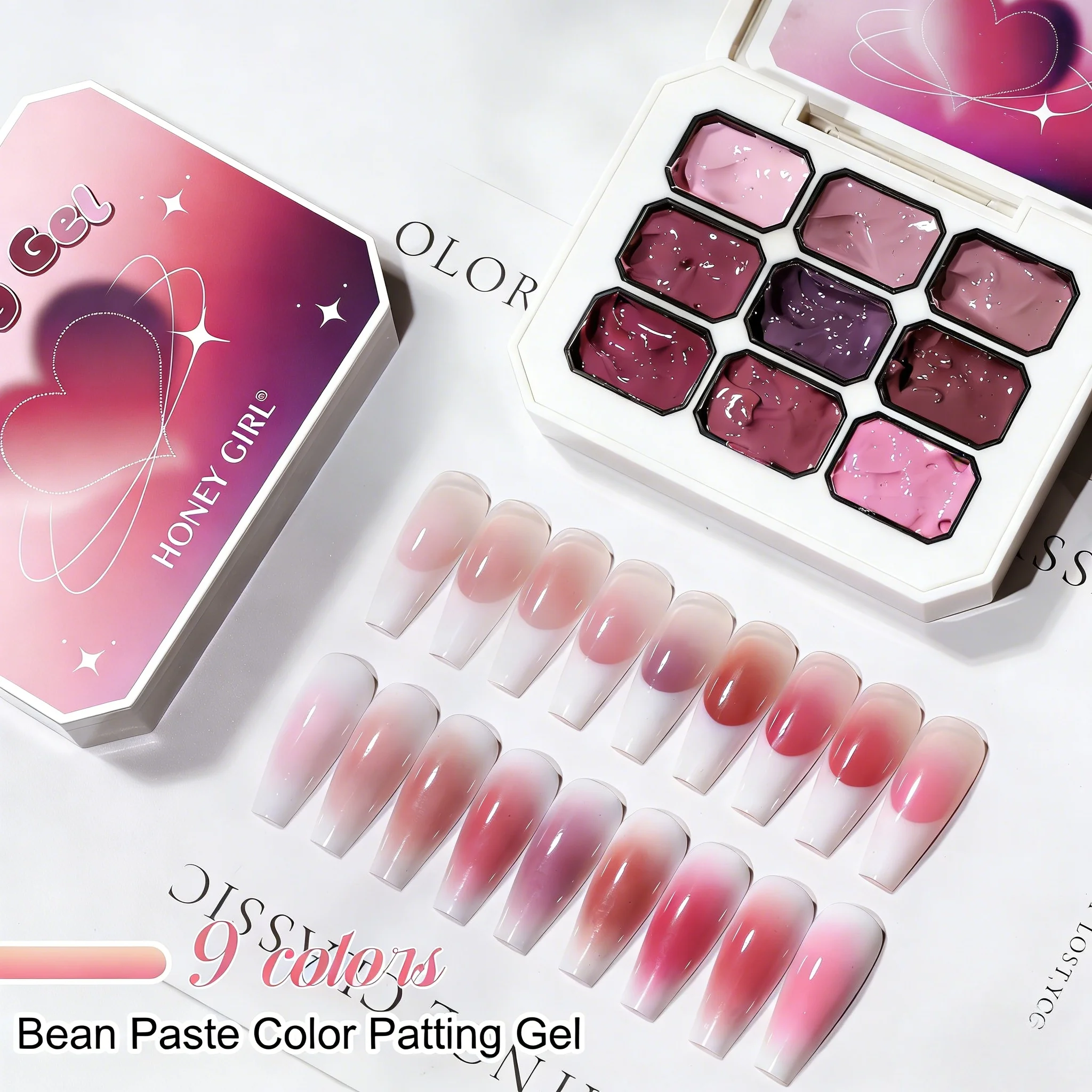 9-color painting gel nail polish, bean paste pink painting gel, high saturation popular nail salon semi-solid nail polish