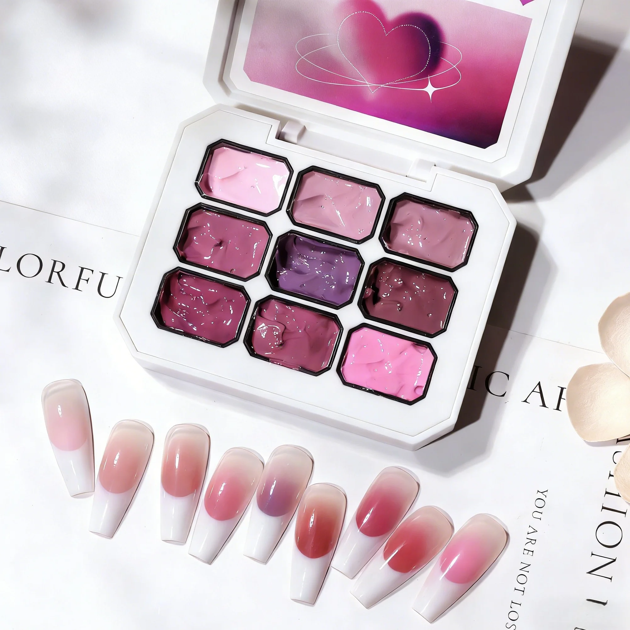 9-color painting gel nail polish, bean paste pink painting gel, high saturation popular nail salon semi-solid nail polish thumbnail 5