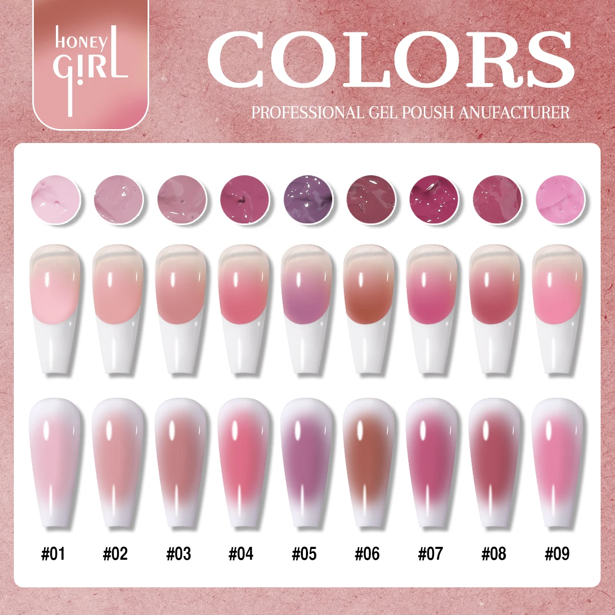 9-color painting gel nail polish, bean paste pink painting gel, high saturation popular nail salon semi-solid nail polish thumbnail 6