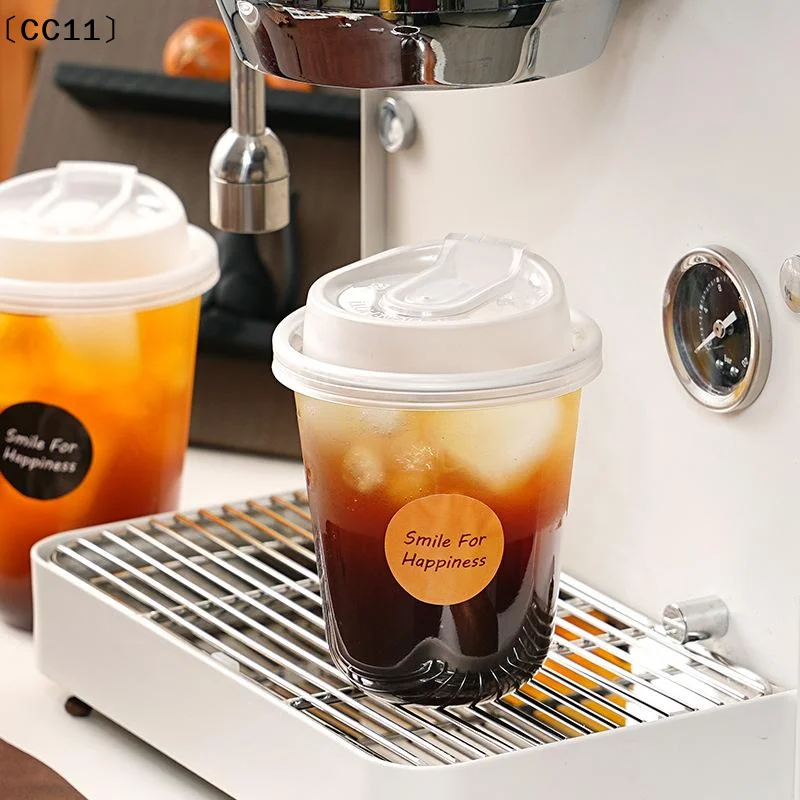 10pcs Transparent Coffee Cups With Lids U-shaped Disposable Cups For Hot Drink Milk Tea Takeaway Beverage Cups〔CC11〕 thumbnail 4