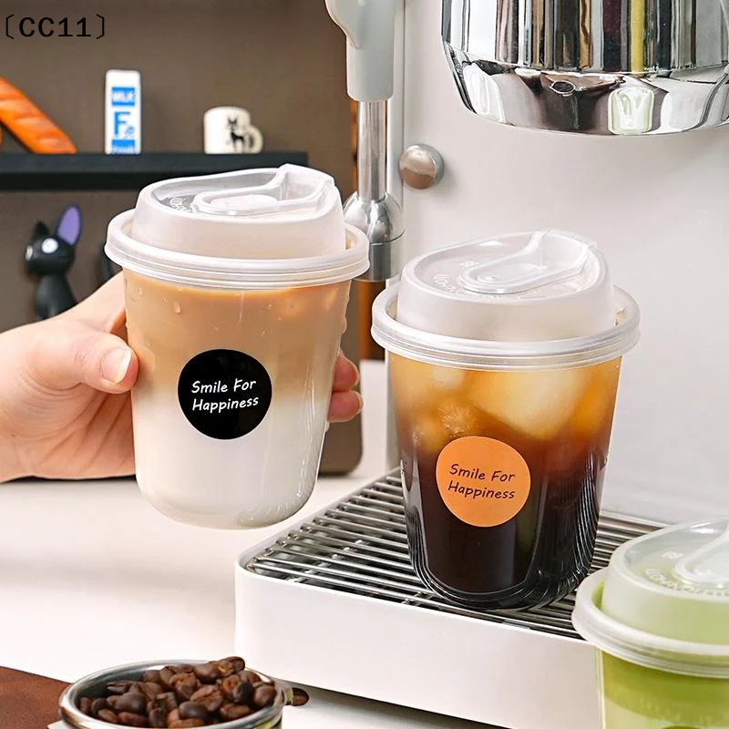10pcs Transparent Coffee Cups With Lids U-shaped Disposable Cups For Hot Drink Milk Tea Takeaway Beverage Cups〔CC11〕 thumbnail 3