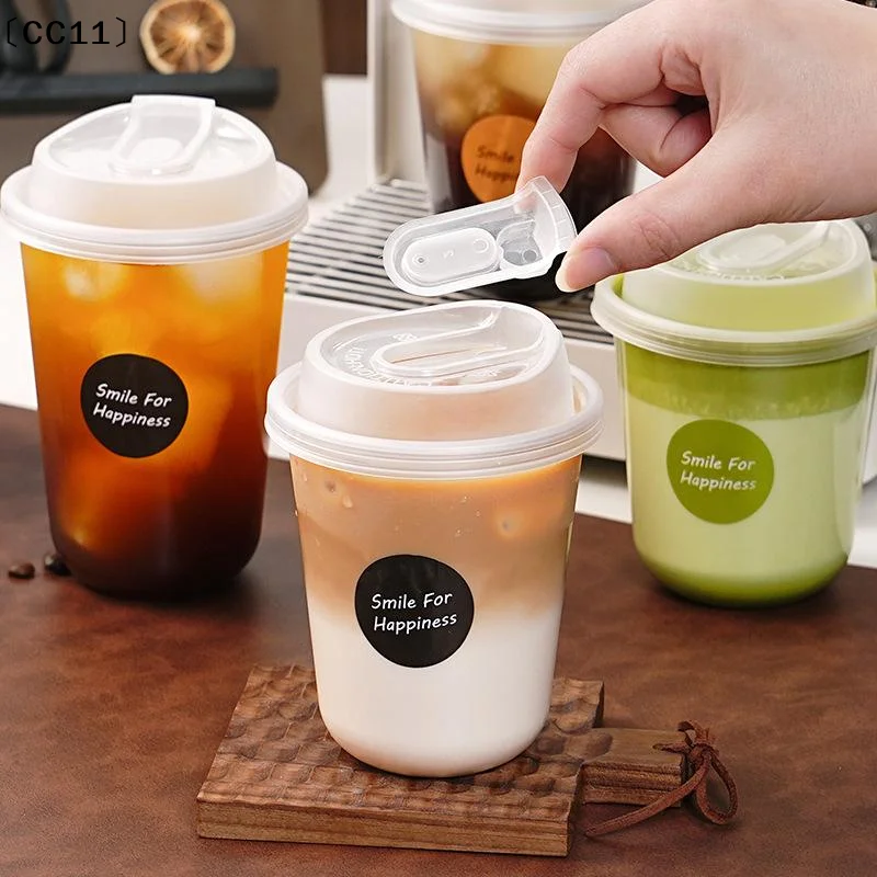10pcs Transparent Coffee Cups With Lids U-shaped Disposable Cups For Hot Drink Milk Tea Takeaway Beverage Cups〔CC11〕 thumbnail 2