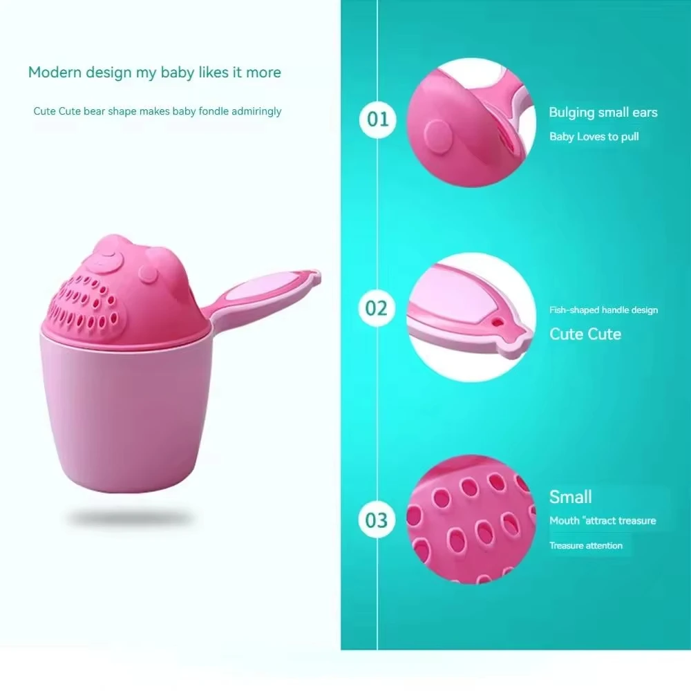 1PC Baby Shampoo Cup Baby Bath Bucket Kids Bath Spoon Child Hair Wash Cup Baby Bath Kit Cute Cartoon Baby Bath Play Funny Bucket thumbnail 2