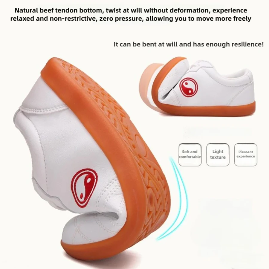 Middle-aged and elderly soft tai chi shoes leather side beef tendon sole anti-slip fitness training tai chi martial arts shoes thumbnail 5
