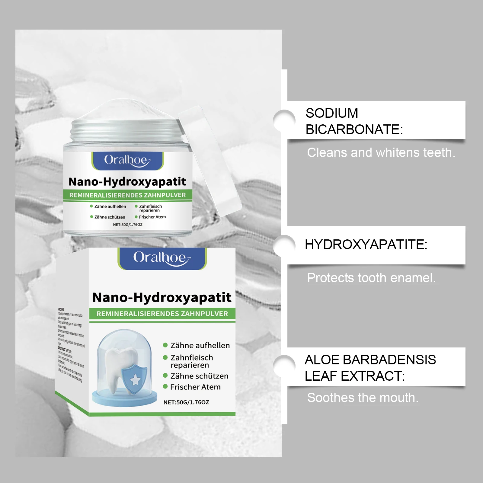 Hydroxyapatite Teeth Whitening Powder Professional Oral Care Stain Removal For White Teeth Cleaning Fresh Breath Dental Care thumbnail 6