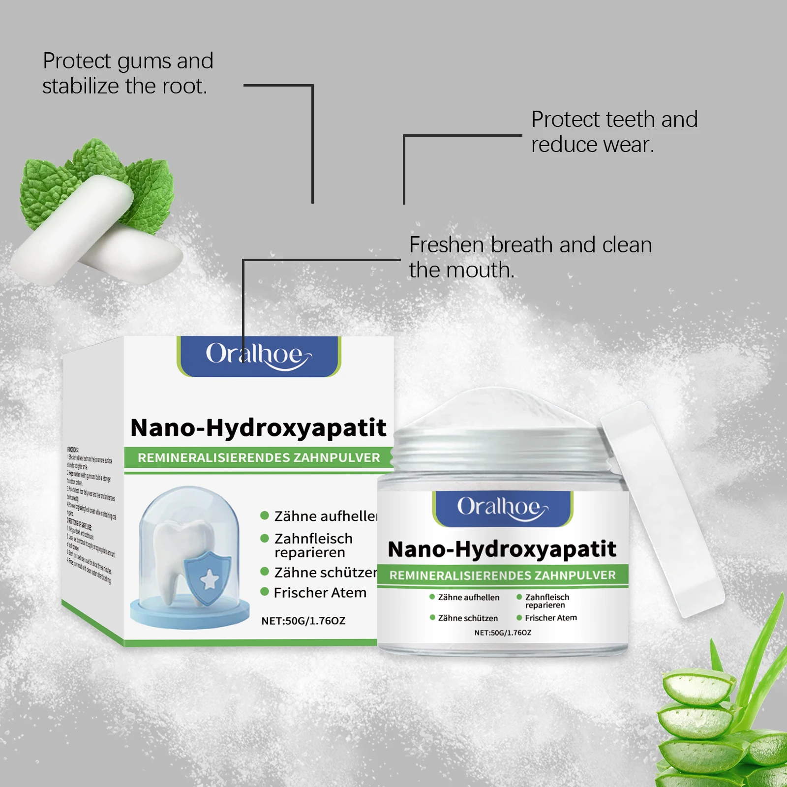 Hydroxyapatite Teeth Whitening Powder Professional Oral Care Stain Removal For White Teeth Cleaning Fresh Breath Dental Care thumbnail 5
