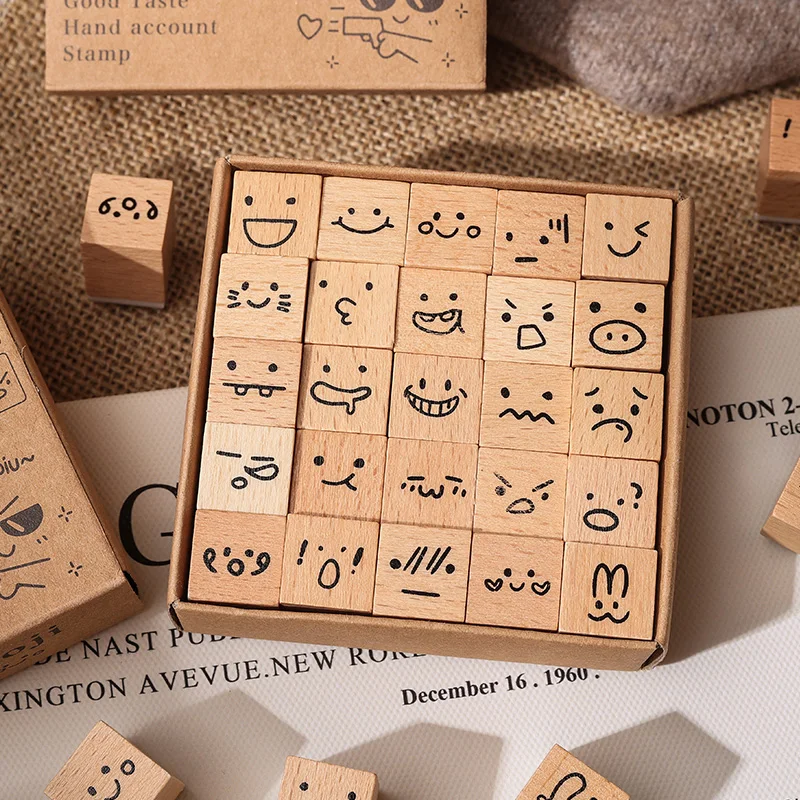 25PCS Wooden Stamp Set Weather Emotion Butterfly Creative Decorative Stamps for Scrapbooking Journaling And Note-taking thumbnail 2