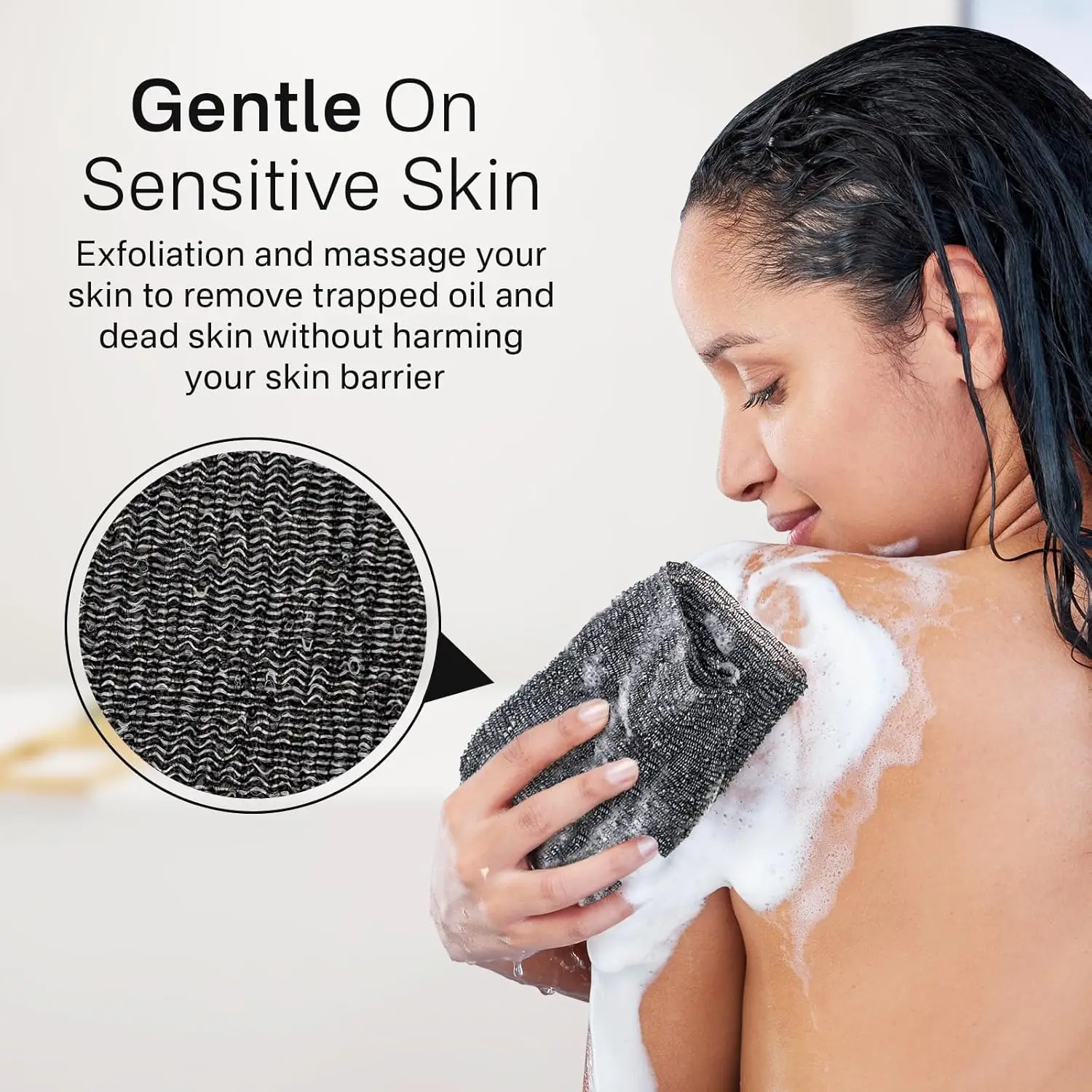 Exfoliating Scrub Bath Towel Body Back Wash Cloth Scrubber, Soft Shower Sponge Essential Bathroom Cleansing Accessories thumbnail 5