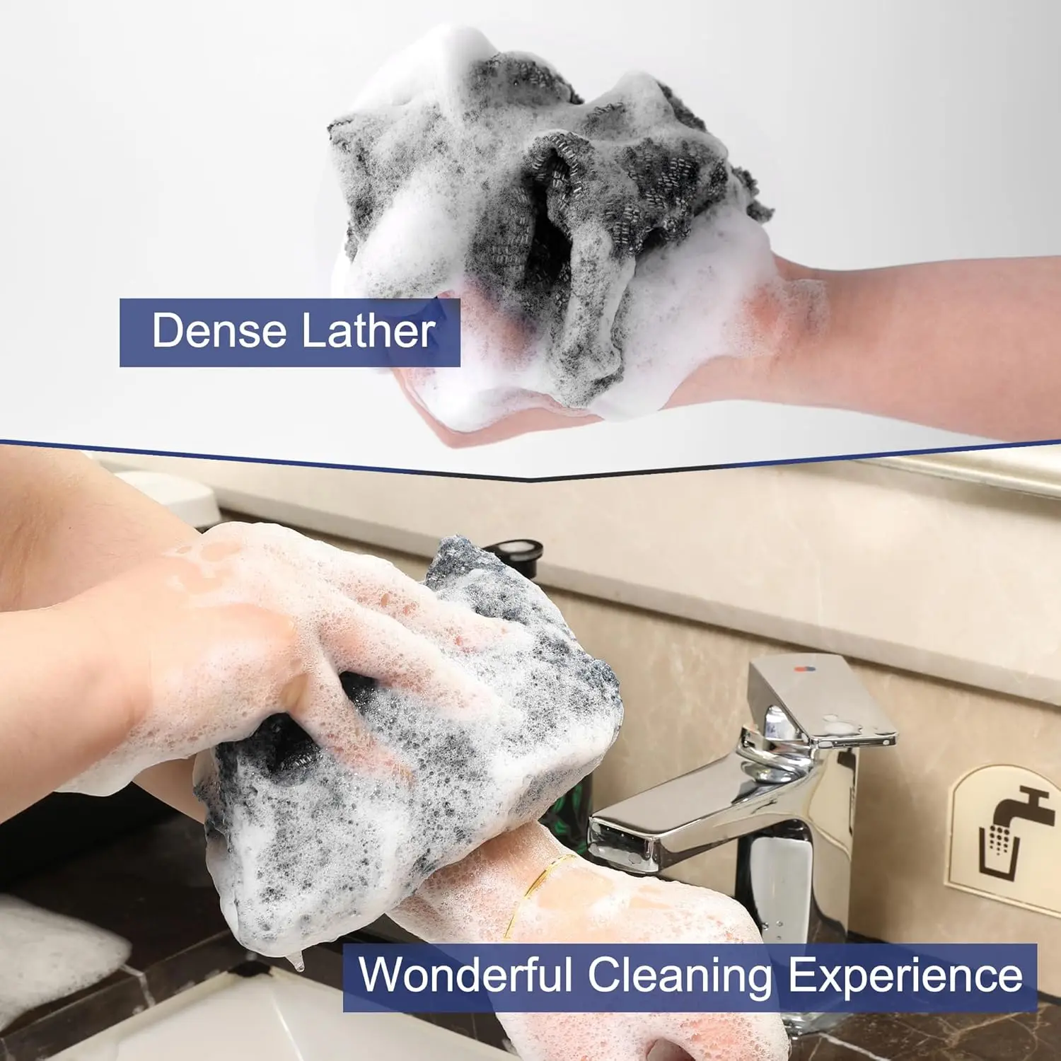 Exfoliating Scrub Bath Towel Body Back Wash Cloth Scrubber, Soft Shower Sponge Essential Bathroom Cleansing Accessories thumbnail 3