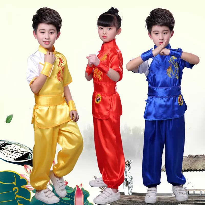 Girl Wushu Suit Martial Art Uniform Boy Tai Chi Disfraz Chino Costume Sets Chinese Traditional Clothes Kids Kung Fu Children Set thumbnail 5