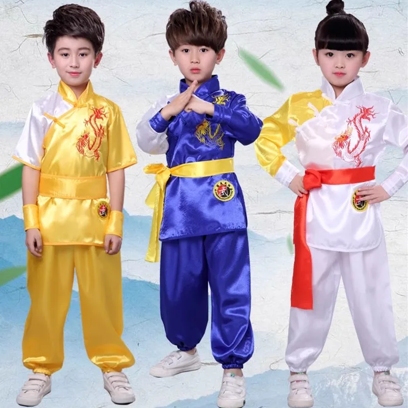 Girl Wushu Suit Martial Art Uniform Boy Tai Chi Disfraz Chino Costume Sets Chinese Traditional Clothes Kids Kung Fu Children Set thumbnail 4