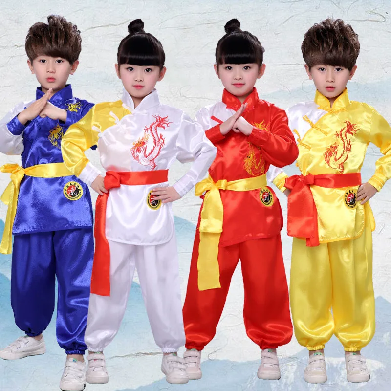Girl Wushu Suit Martial Art Uniform Boy Tai Chi Disfraz Chino Costume Sets Chinese Traditional Clothes Kids Kung Fu Children Set thumbnail 2
