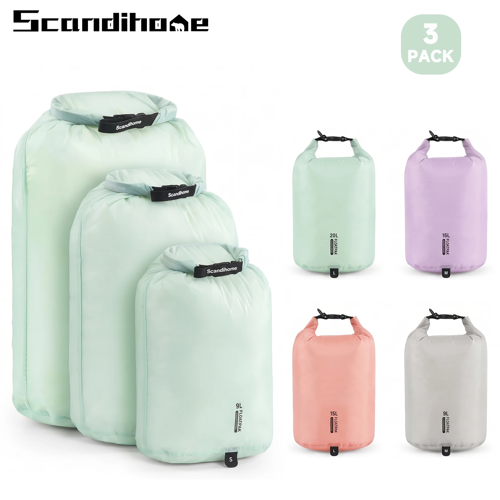Ultralight Waterproof Dry Bag PU8000MM Swimming Camping Hiking Storage Pouch Travel Luggage Organizer Clothes Sack 9L 15L 20L