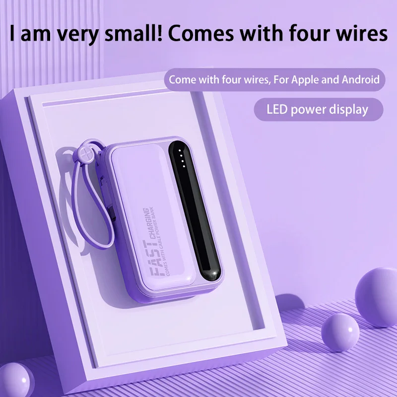 Oneplus 500000mAh Power Bank Super Fast Charging Portable External Battery with 4 Built-in Cables for All Phones thumbnail 5