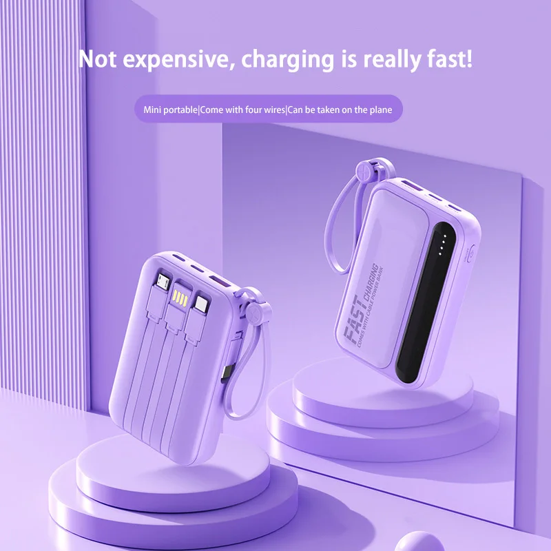 Oneplus 500000mAh Power Bank Super Fast Charging Portable External Battery with 4 Built-in Cables for All Phones thumbnail 6