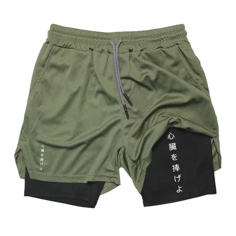 Summer Casual Fitness Gym 2-in-1 Workout Running Compression Performance Fashion Shorts Men Sport Quick Dry Shorts with Pocket thumbnail 3