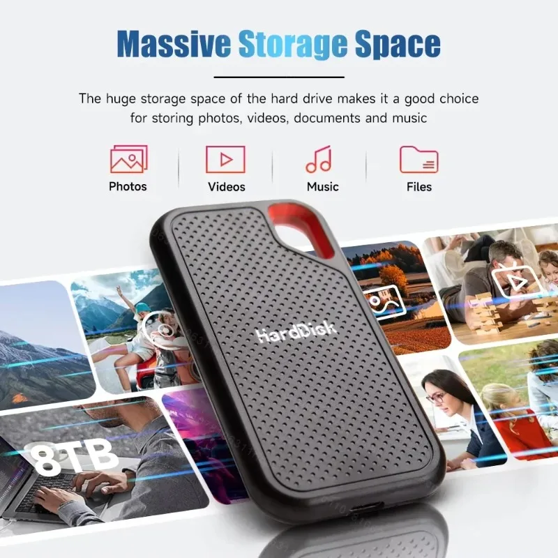 Mini External Hard Drive 2TB 4TB Large Capacity SSD 128TB Hard Drive USB 3.2 Plug and Play Solid State Drives For Laptop/MAC/PC thumbnail 5