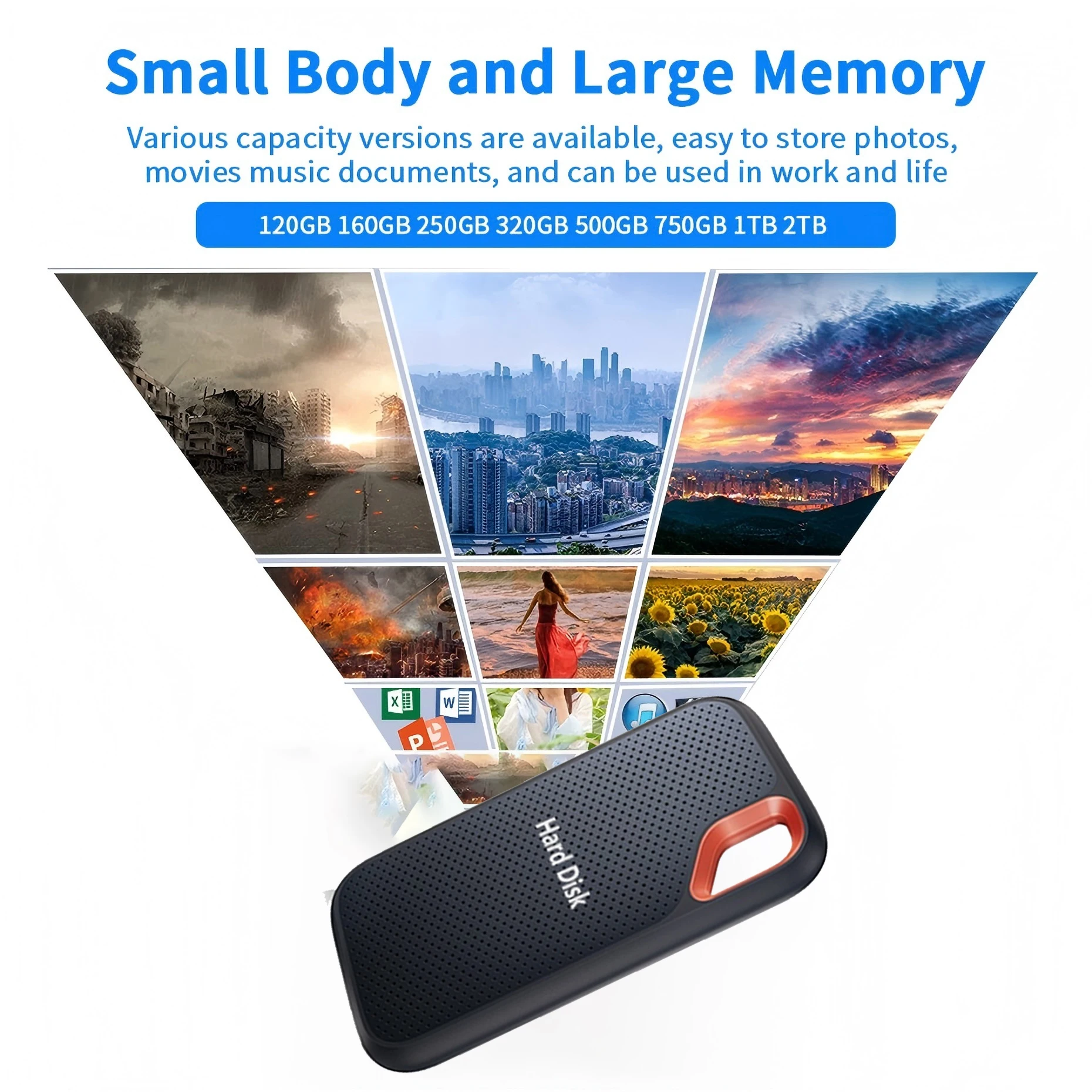 Mini External Hard Drive 2TB 4TB Large Capacity SSD 128TB Hard Drive USB 3.2 Plug and Play Solid State Drives For Laptop/MAC/PC thumbnail 6