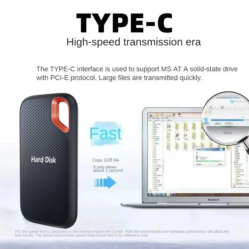 Mini External Hard Drive 2TB 4TB Large Capacity SSD 128TB Hard Drive USB 3.2 Plug and Play Solid State Drives For Laptop/MAC/PC thumbnail 2