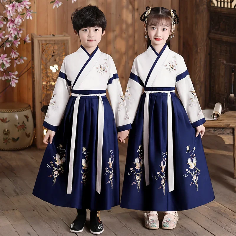 Stage Chinese Dress Girl Hanfu Dress Baby Outfit Clothes Boy Cosplay Children Ancient Costume Kids Dresses Vestido Disfraz Chino thumbnail 2