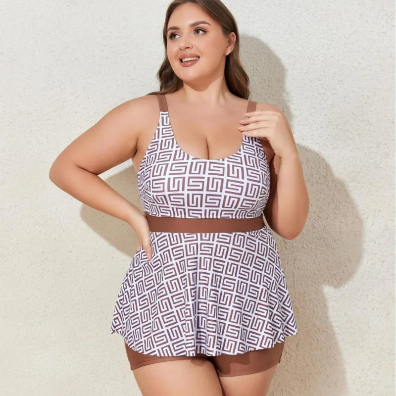 New Swimwear Plus Size Swimsuit Women Two-Piece High Waist Slimming European and American Tankini