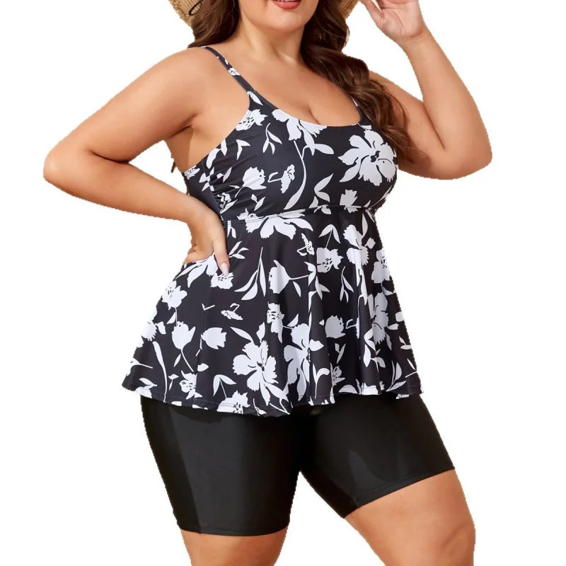 New European and American Style Plus Size Swimsuit Two-Piece Tankini Women thumbnail 5