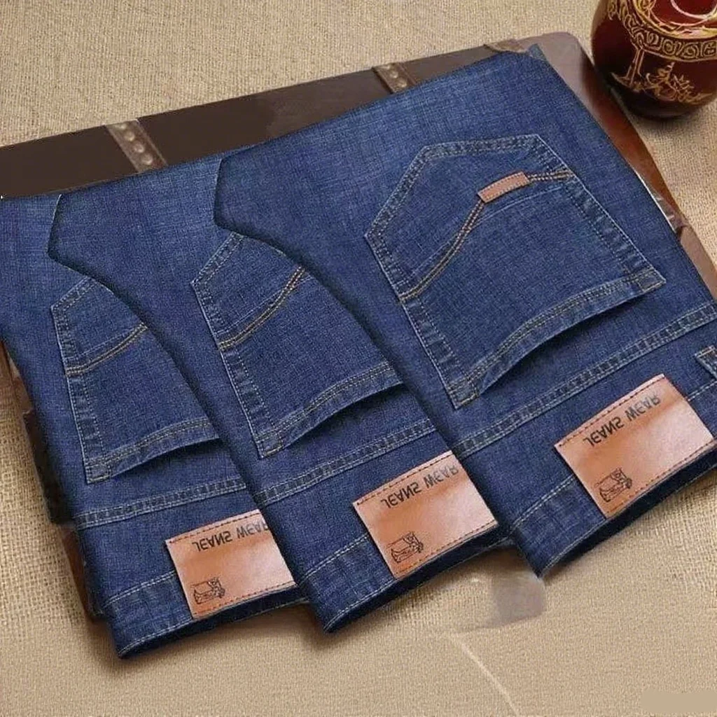 New Business Men's Jeans Casual Straight Stretch Fashion Classic Blue Black Work Denim Trousers Male Brand Clothing thumbnail 6