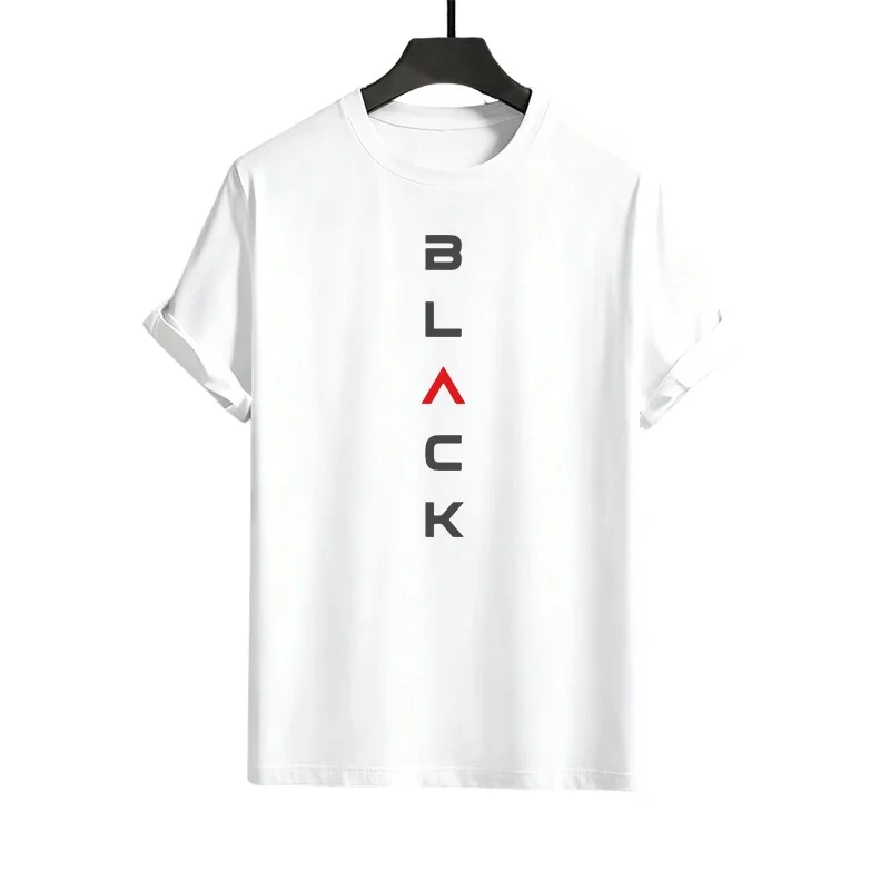 Black Letter Print Mens Tracksuit T-shirt + Pants Urban Causal Sports Outfit Male Spring Summer Home Outdoor Comfort Tees Set thumbnail 5