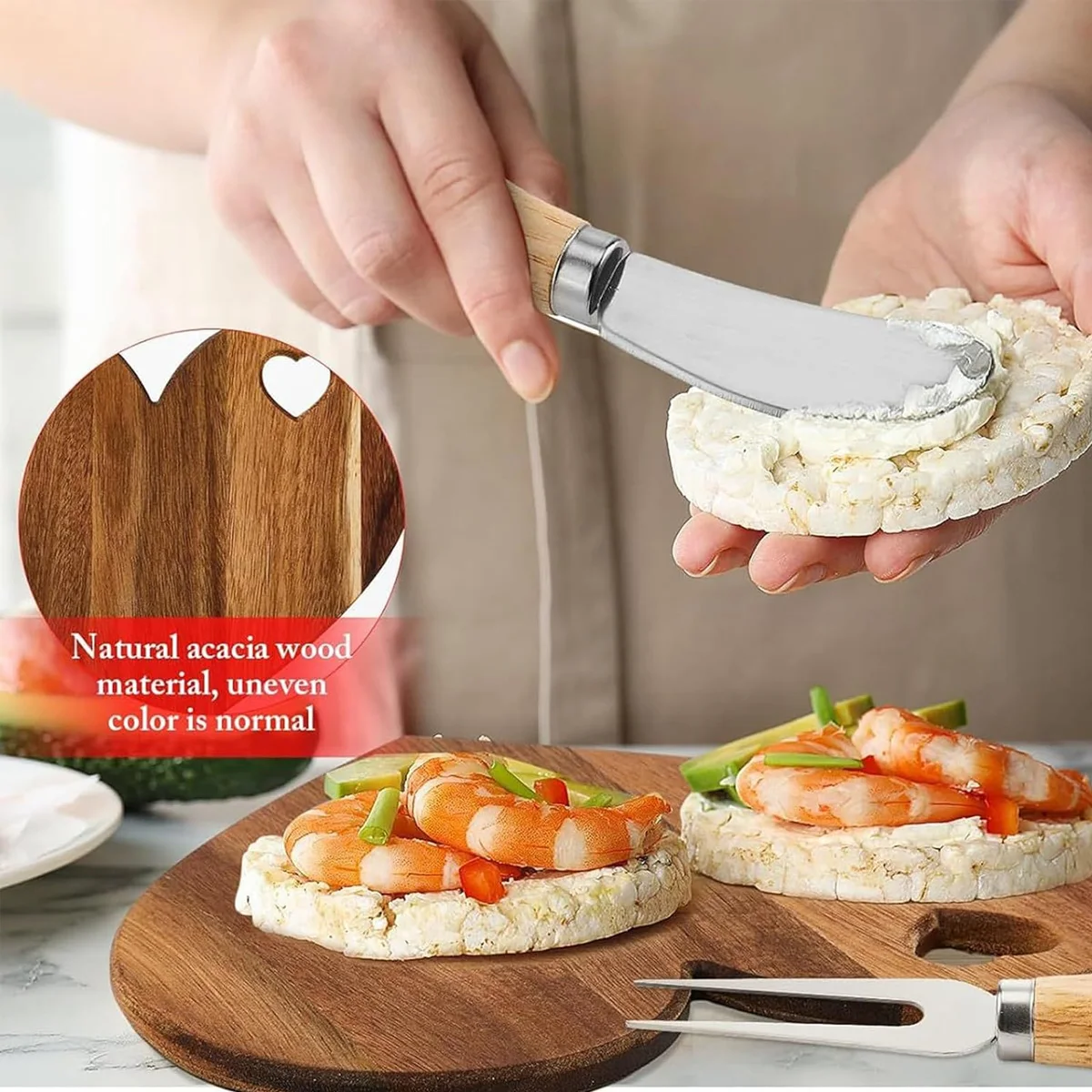 Favor Heart Cheese Board Set, Mini Charcuterie Board with Cheese Knives&Fork, for Guest, Bridal, Wedding Birthday, Valentines thumbnail 2