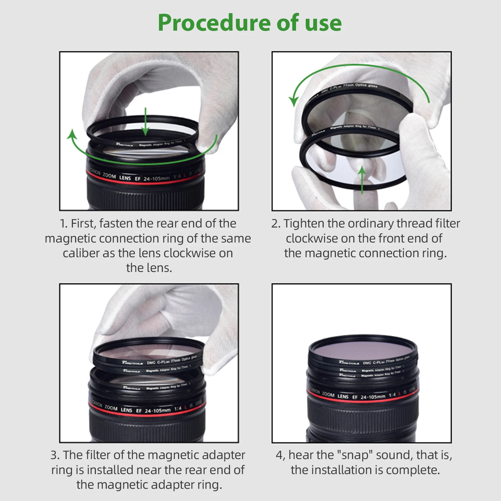 Magnetic Filter Conversion  Kit 67mm/72mm/77mm/82mm Magnetic Adapter Rings for Filters and Lenses thumbnail 4