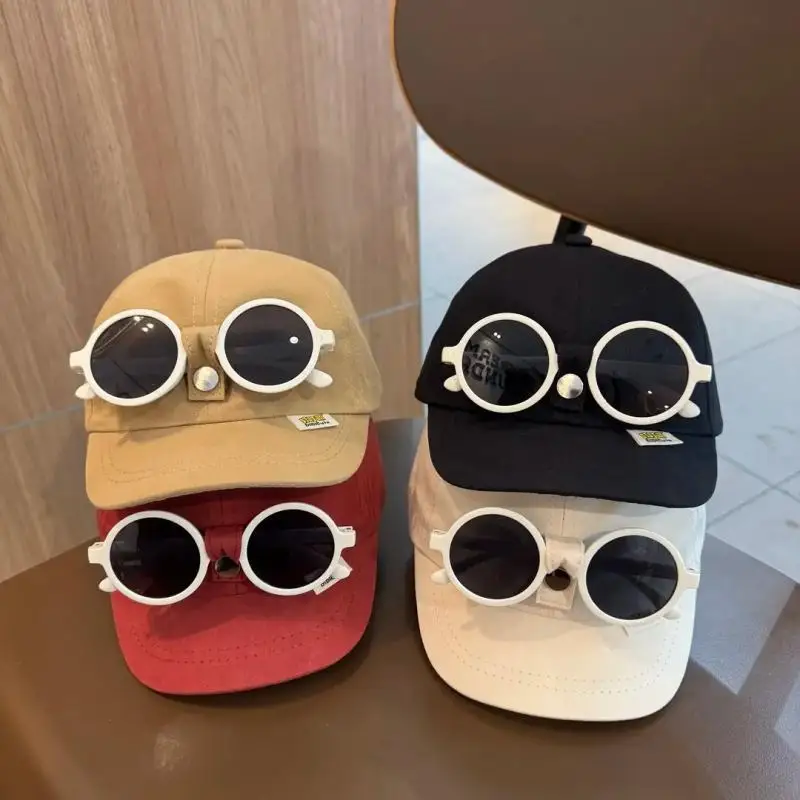 【Nice】Versatile Baby Cap With Detachable Sunglasses Fashionable Infant Baseball Cap Kids Sun Hat Summer Children Sunscreen Hat thumbnail 2