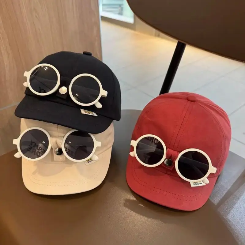 【Nice】Versatile Baby Cap With Detachable Sunglasses Fashionable Infant Baseball Cap Kids Sun Hat Summer Children Sunscreen Hat thumbnail 3