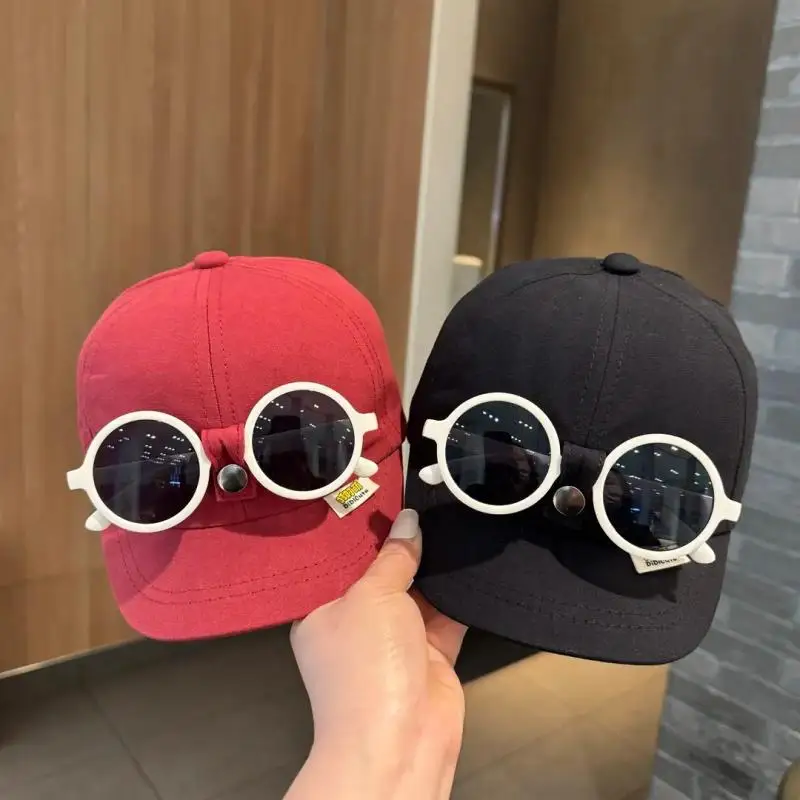 【Nice】Versatile Baby Cap With Detachable Sunglasses Fashionable Infant Baseball Cap Kids Sun Hat Summer Children Sunscreen Hat thumbnail 4