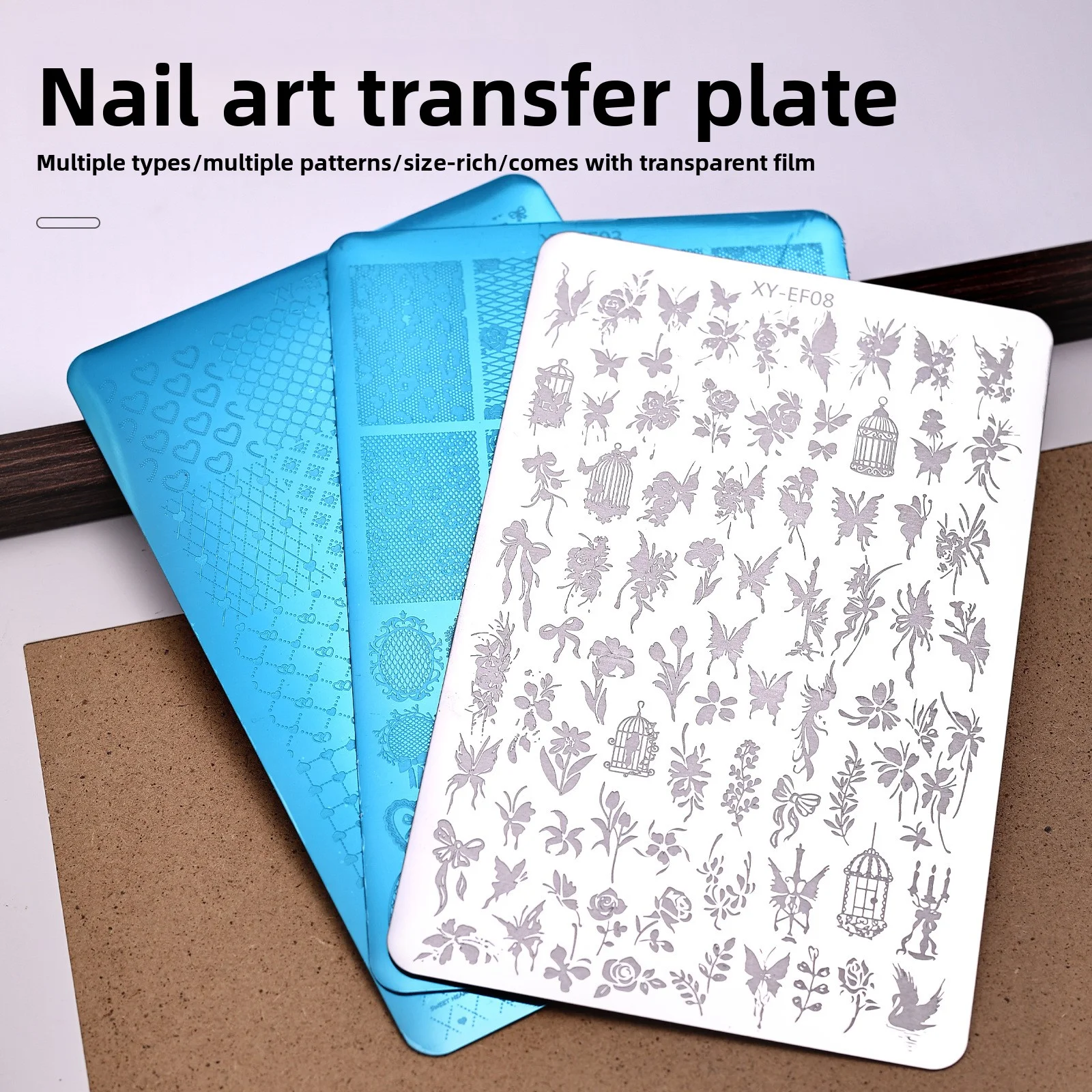 New Nail Stamping Plate - French Openwork Lace & Checkered/Tartan Pattern, Manicure Printing Metal Template for DIY Nail Art thumbnail 2