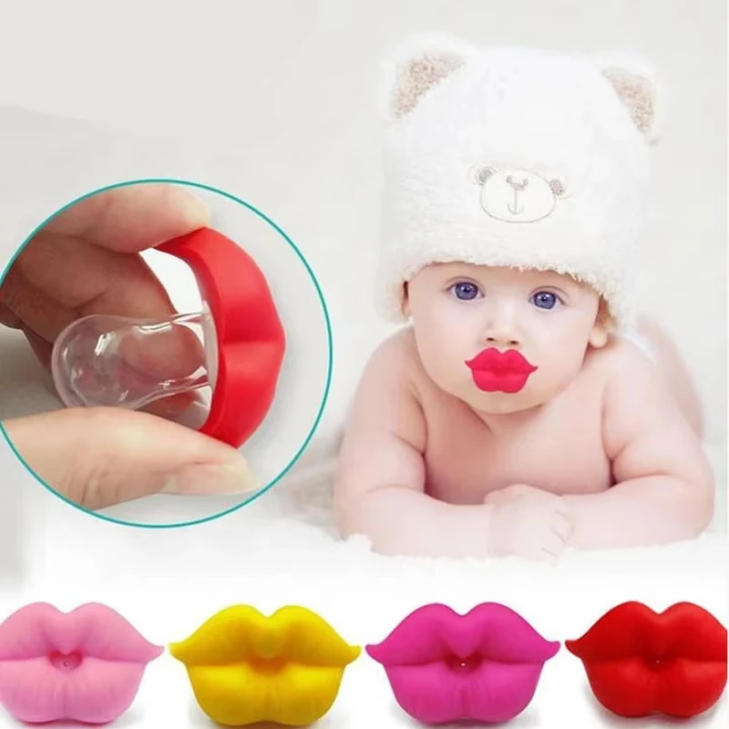 Red Lips Baby Pacifier Soft Breathable Silicone Nighttime Sleep Aid Flat Design Reborn Newborn Essential Baby Accessory