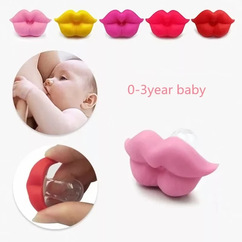 Red Lips Baby Pacifier Soft Breathable Silicone Nighttime Sleep Aid Flat Design Reborn Newborn Essential Baby Accessory thumbnail 3