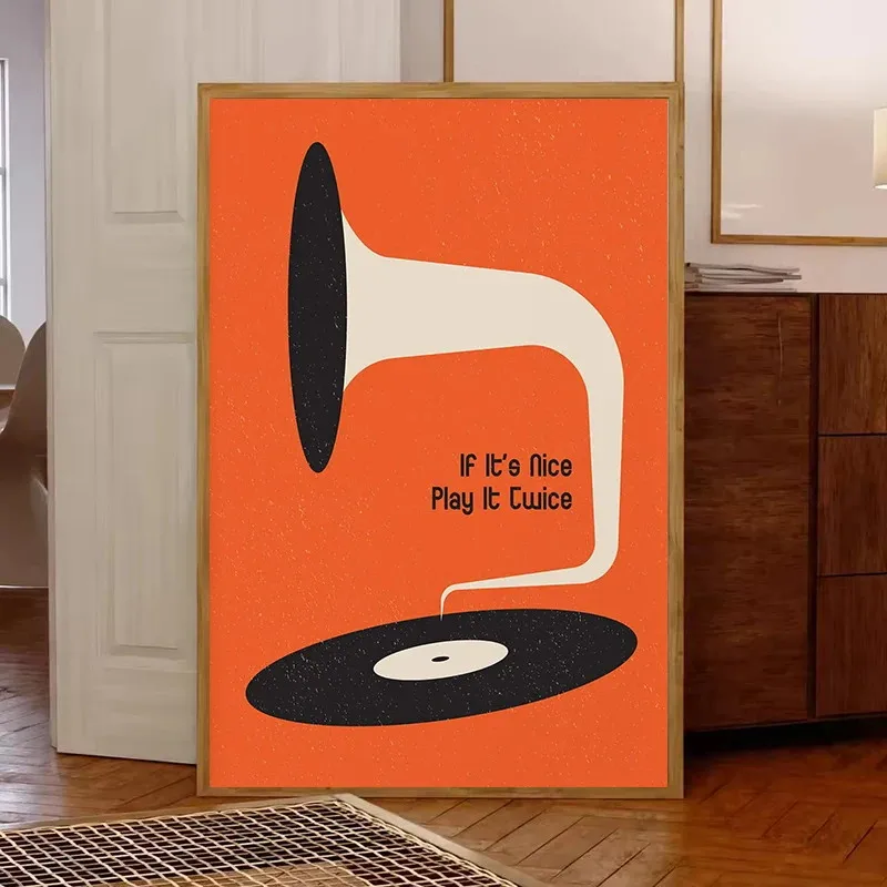 Retro Vinyl Record Print Mid Century Music Minimal Pastel Poster Colorful Wall Art Trendy Minimalist Turntable Home Room Decor thumbnail 4