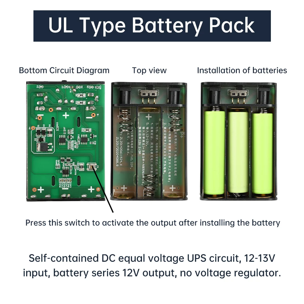 DC 12V Output 3x 18650 Battery UPS DIY Power Bank Box for Router Cellphone Tablet Modem CCTV Camera thumbnail 5