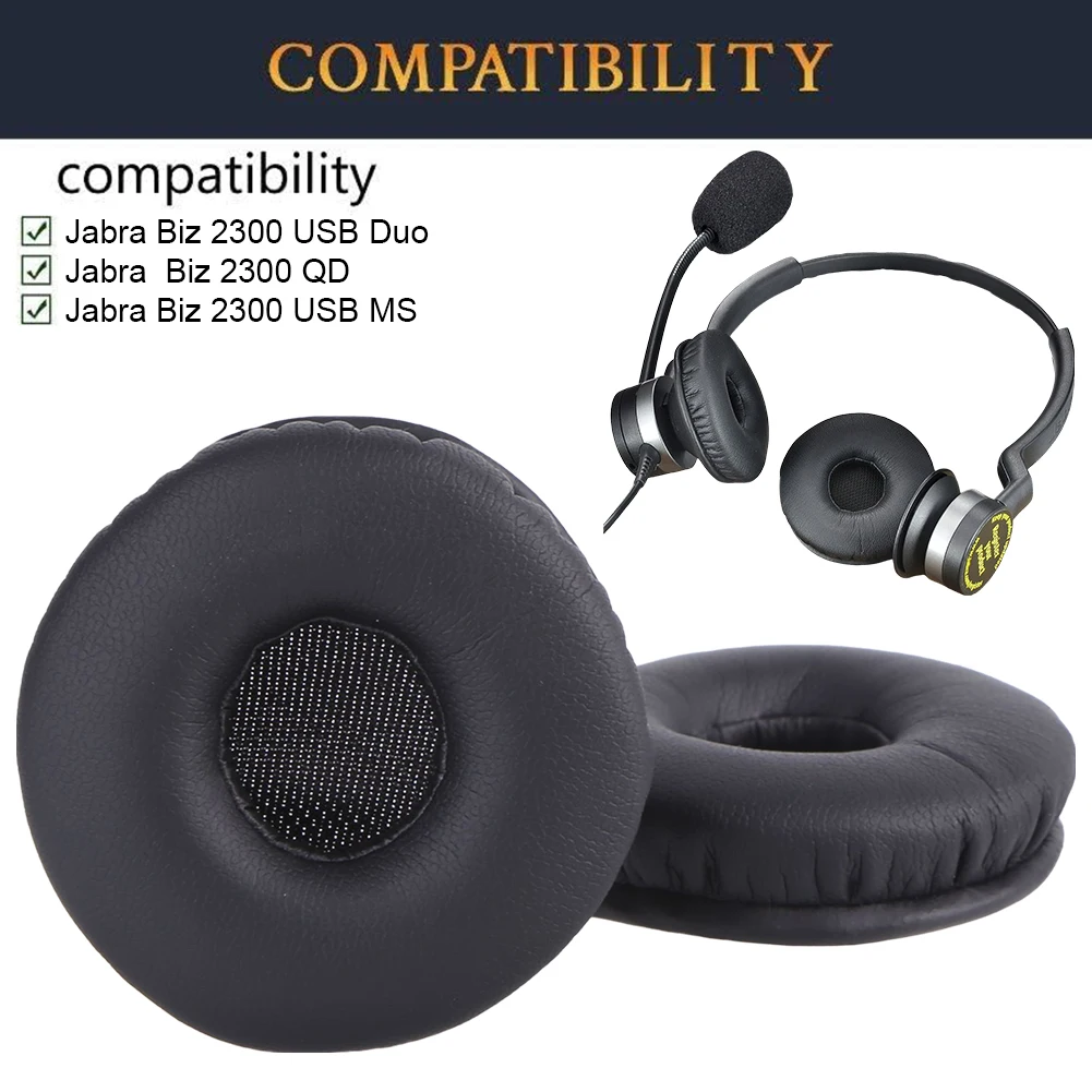 1 Pair Replacement Earmuffs Noise Isolation Memory Foam Headphone Earpads Protein Leather for Jabra Biz 2300 USB Duo/Biz 2300 QD thumbnail 5