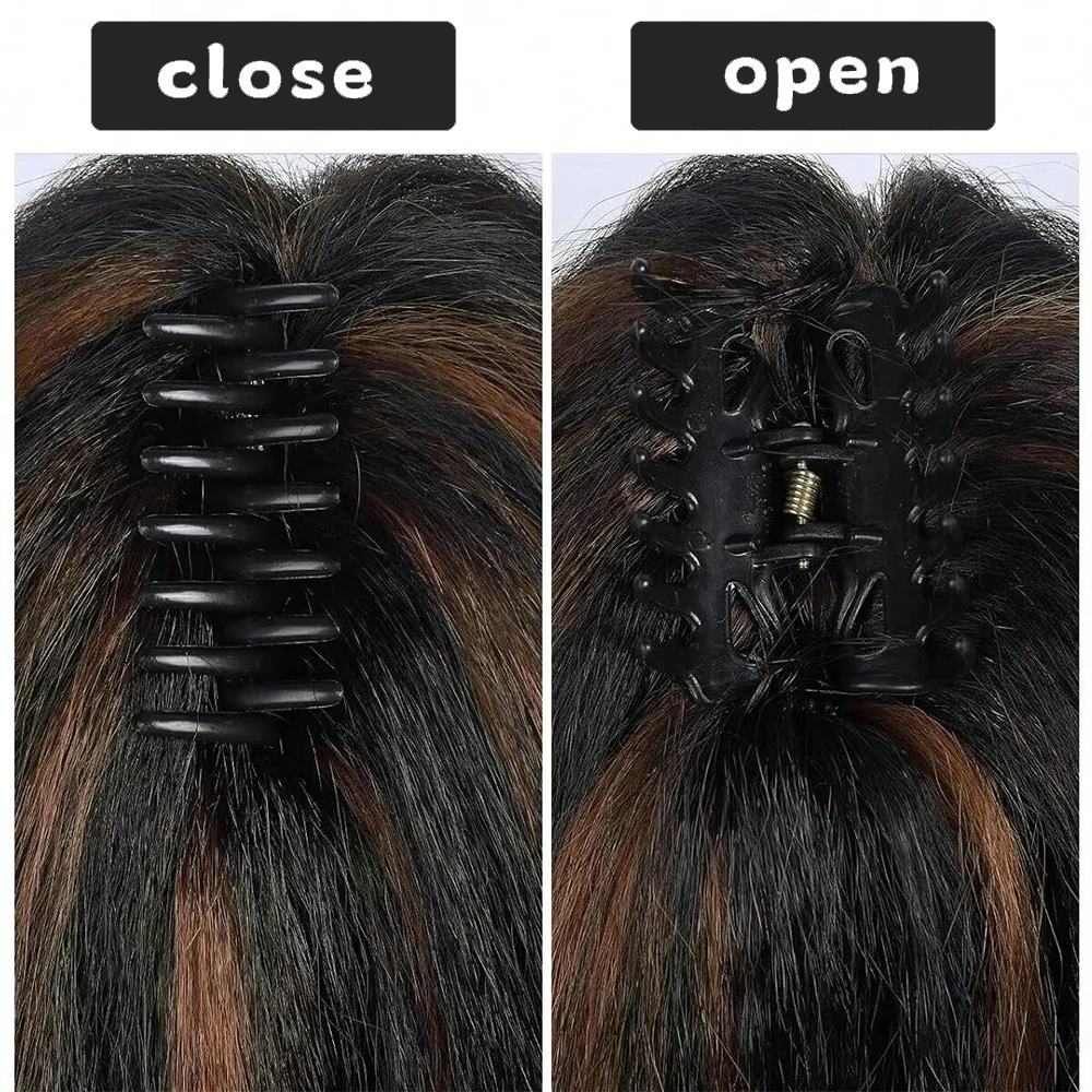12-20inch" YAKI Puff Afro Synthetic Ponytail | Clip-in Cornrow Synthetic Hair | Natural African Style, Fluffy Long Hairpiece thumbnail 2