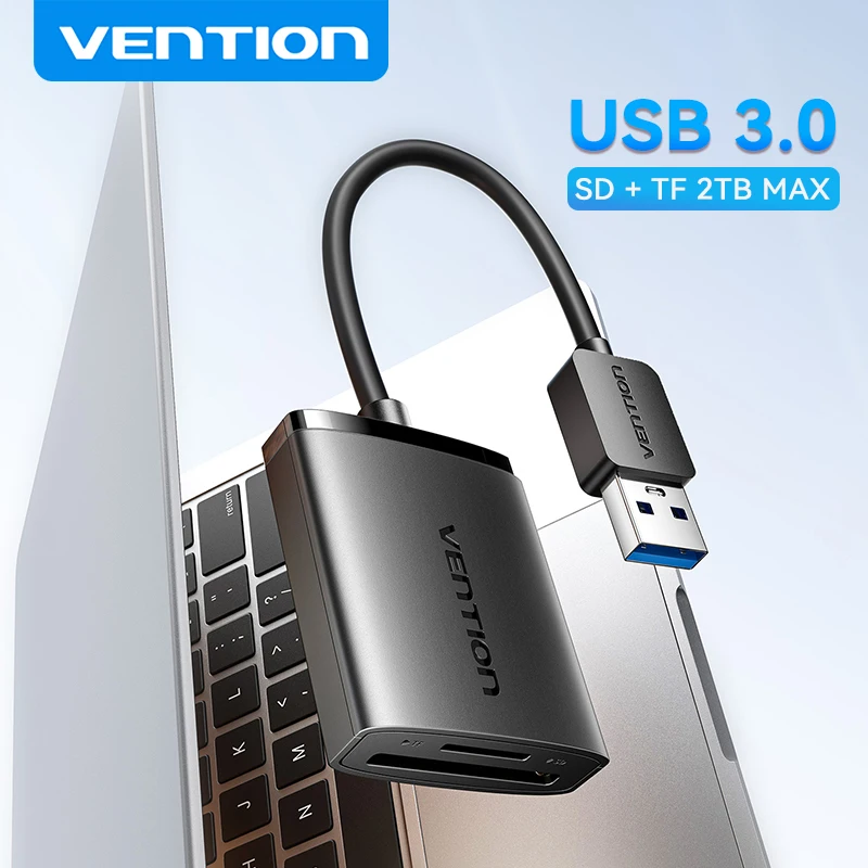 Vention USB 3.0 Card Reader OTG Type C to SD TF Memory Card Adapter 2TB Max for Laptop PC MacBook Phone USB 3.0 SD Card Reader
