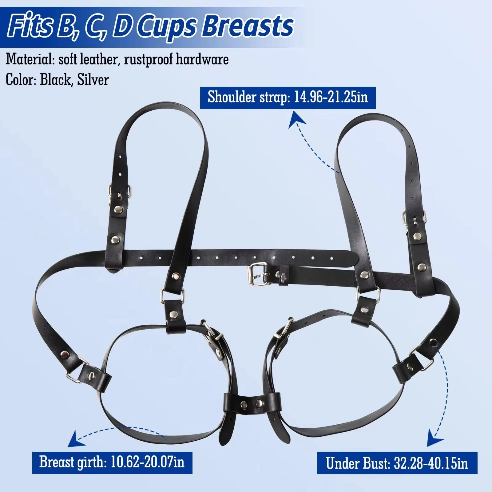BDSM Breast Bondage Harness Sex Toys B to D Cup Leather Fetish Sexy Chest Restraints Punk Gothic For Women SM Bra Belts Straps thumbnail 4