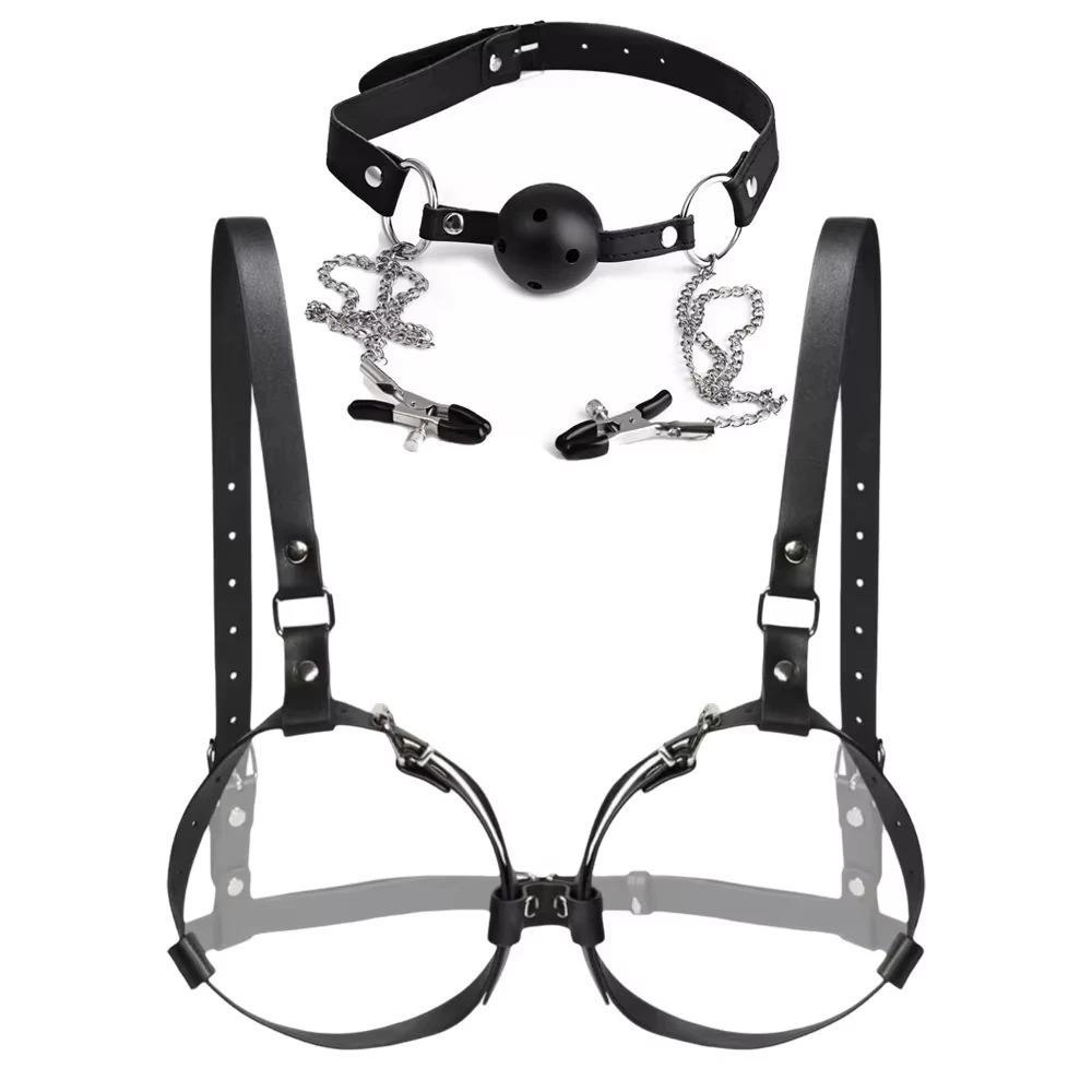 BDSM Breast Bondage Harness Sex Toys B to D Cup Leather Fetish Sexy Chest Restraints Punk Gothic For Women SM Bra Belts Straps thumbnail 5