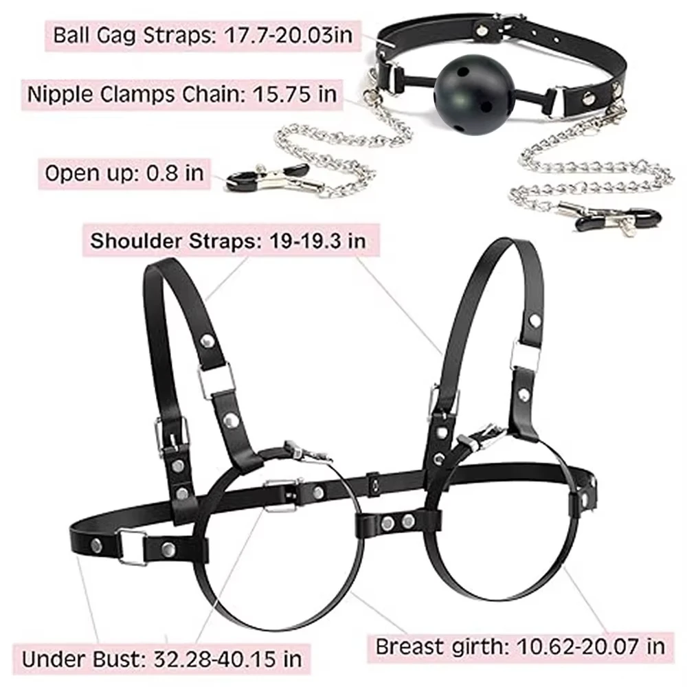 BDSM Breast Bondage Harness Sex Toys B to D Cup Leather Fetish Sexy Chest Restraints Punk Gothic For Women SM Bra Belts Straps thumbnail 2