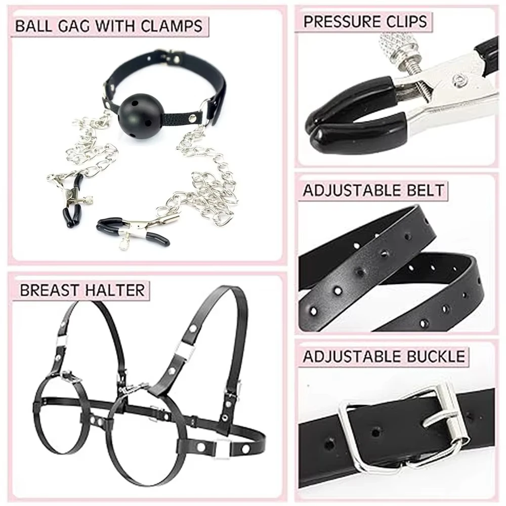 BDSM Breast Bondage Harness Sex Toys B to D Cup Leather Fetish Sexy Chest Restraints Punk Gothic For Women SM Bra Belts Straps thumbnail 3