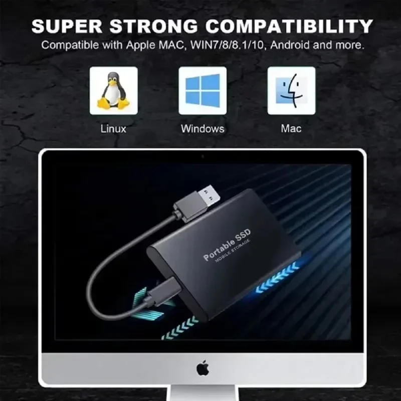 16TB Large Capacity External Hard Drive Quiet Operation Mobile Storage SSD USB3.2 Type-C High Speed Solid Stae Disk For PC MAC thumbnail 4